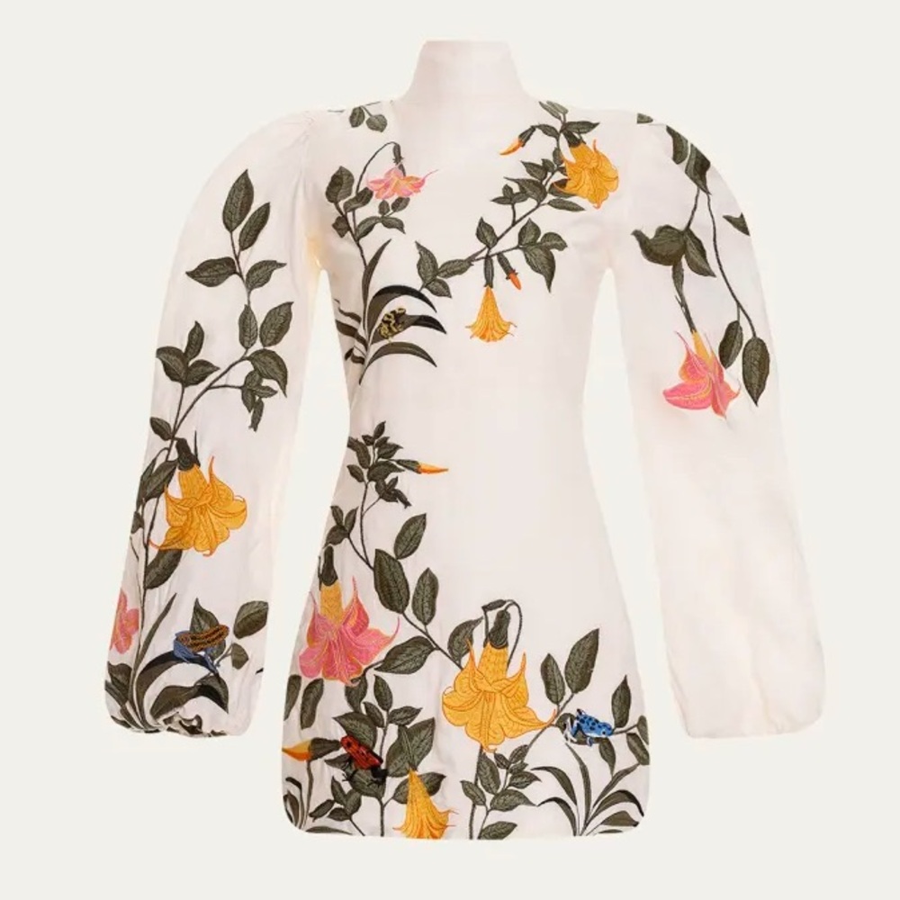 AGUA by AGUA BENDITA
Guaba Ranas Embroidered Linen Mini Dress